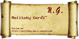 Malitsky Gerő névjegykártya